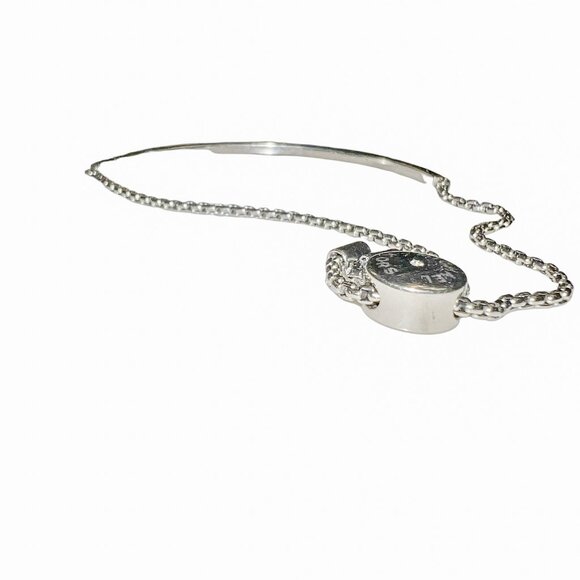 MK Michael Kors Silver Rhinestone Crystal Pave Bar Adjustable Slider Bracelet - Picture 4 of 5